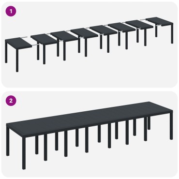 vidaXL Τραπέζι Κήπου Ανθρακί 400x100x73cm Πολυ Ράττεν 1 τεμ.