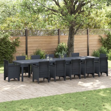 vidaXL Τραπέζι Κήπου Ανθρακί 400x100x73cm Πολυ Ράττεν 1 τεμ.