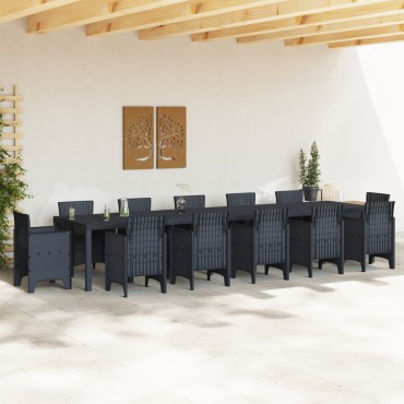 vidaXL Τραπέζι Κήπου Ανθρακί 400x100x73cm Πολυ Ράττεν 1 τεμ.
