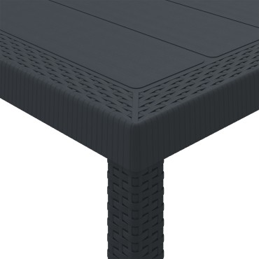 vidaXL Τραπέζι Κήπου Ανθρακί 400x100x73cm Πολυ Ράττεν 1 τεμ.