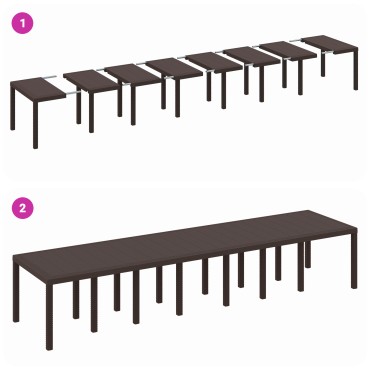 vidaXL Τραπέζι Κήπου Καφέ 400x100x73cm Πλαστικό Ράτταν 1 τεμ.