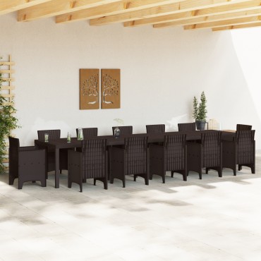 vidaXL Τραπέζι Κήπου Καφέ 400x100x73cm Πλαστικό Ράτταν 1 τεμ.
