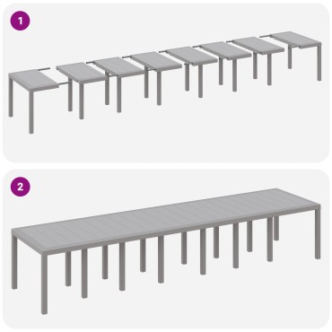 vidaXL Τραπέζι Κήπου Ανοιχτό Γκρι 400x100x73cm Ρατάν, vidaXL Τραπέζι Κήπου Ανοιχτό Γκρι 250x100x73cm Ρατάν, vidaXL Τραπέζι Κήπου Ανοιχτό Γκρι 150x100x73cm Ρατάν 1 τεμ.