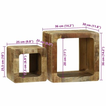 vidaXL Μονάδες TV 2 τεμ. Καφέ 36x30x36cm Στερεό ξύλο μάνγκο
