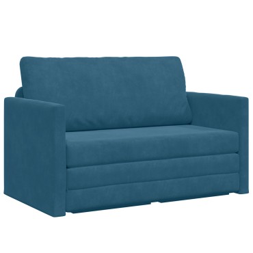 vidaXL Καναπές Δαπέδου Κρεβάτι 2-σε-1 Μπλε 124x204x61cm Βελούδο