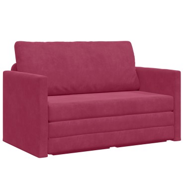 vidaXL Καναπές Κρεβάτι 2-σε-1 Κόκκινος 124x204x61cm Βελούδο 1 τεμ. Γωνιακός