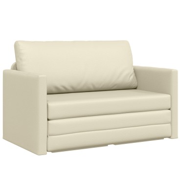 vidaXL Καναπές Κρεβάτι 2 σε 1 Κρεμ 124x71x78cm Τεχνητό Δέρμα 1 τεμ. Γωνιακός