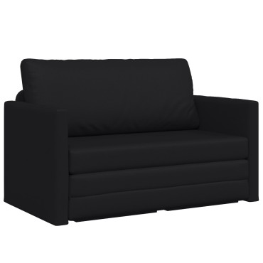 vidaXL Καθιστικός Καναπές Κρεβάτι 2 σε 1 Μαύρος 124x71x78cm Ψεύτικο Δέρμα 1 τεμ. Γωνιακός
