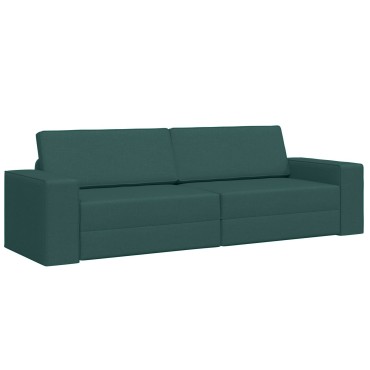 vidaXL Καναπές Κρεβάτι 2 σε 1 Σκούρος Πράσινος 245x150x60.5cm Υφάσματος 1 τεμ. Γωνιακός