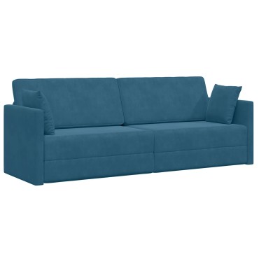 vidaXL Καναπές-κρεβάτι 2 σε 1 Μπλε 213x144x60cm Βελούδο