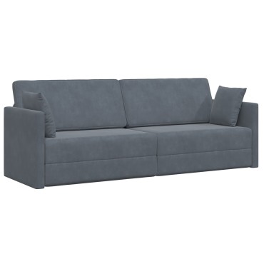 vidaXL Καναπές-κλίνες 2 σε 1 Σκούρος Γκρι 213x144x60cm Βελούδο