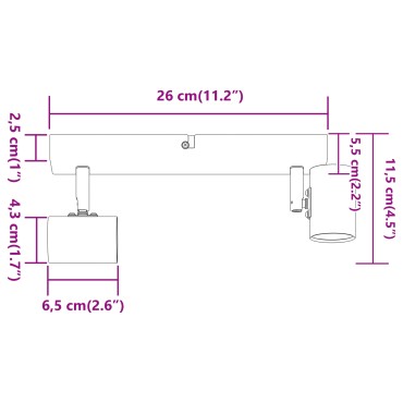 vidaXL Σποτ οροφής με προβολείς Λευκό 26 x 6,5 x 11,5 εκ Μέταλλο