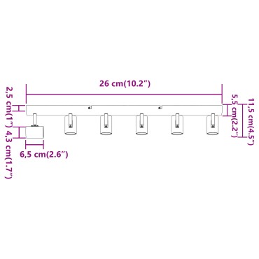 vidaXL Σποτ οροφής με προβολείς Νίκελ 73 x 6,5 x 11,5 εκ Μέταλλο