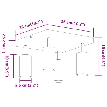 vidaXL Οροφάκι 4 Way Ρυθμιζόμενο Βουρτσιστό Νίκελ GU10