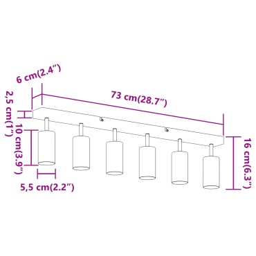 vidaXL Οροφάκι Προβολέας 6 Ωνίων Ρύθμισης Λευκό GU10