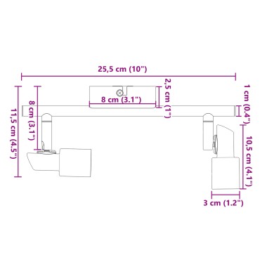 vidaXL Σποτ οροφής με προβολείς Νίκελ 25,5 x 8 x 11 εκ Ατσάλι