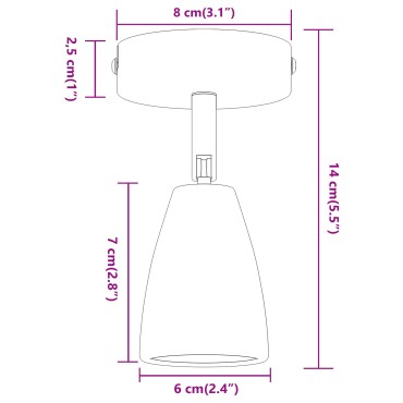 vidaXL Σποτ οροφής με προβολείς Λευκό 8 x 8 x 14 εκ Μέταλλο