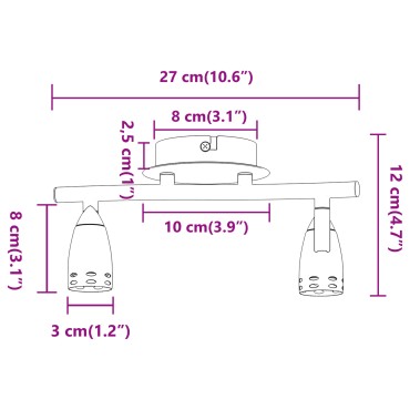 vidaXL Σποτ οροφής με προβολείς Νίκελ 27 x 10 x 12 εκ Μέταλλο