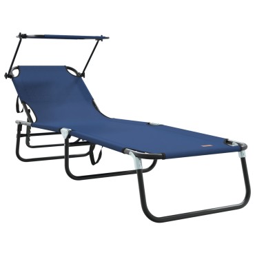 vidaXL Πτυσσόμενη ξαπλώστρα Μπλε 190x57x81cm oxford