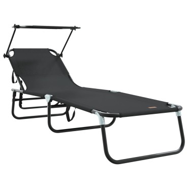 vidaXL Πτυσσόμενη ξαπλώστρα Μαύρο 190x57x81cm oxford