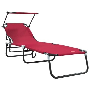 vidaXL Πτυσσόμενη ξαπλώστρα Κόκκινο 190x57x81cm oxford
