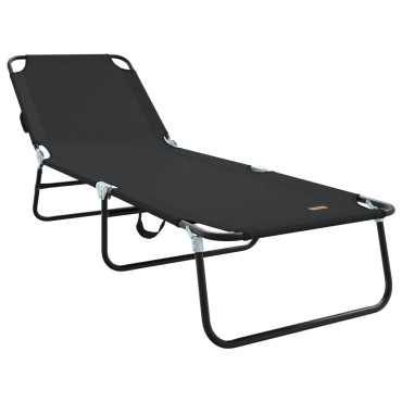 vidaXL Πτυσσόμενη ξαπλώστρα Μαύρο 188x57x86,5cm Πολυεστέρας