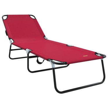 vidaXL Πτυσσόμενη ξαπλώστρα Κόκκινο 188x57x86,5cm Πολυεστέρας