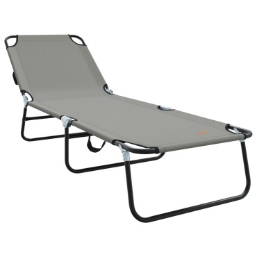 vidaXL Πτυσσόμενη ξαπλώστρα Γκρι 188x57x86,5cm Πολυεστέρας