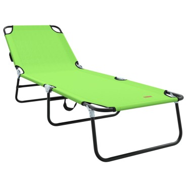 vidaXL Πτυσσόμενη ξαπλώστρα Πράσινο 188x57x86,5cm Πολυεστέρας