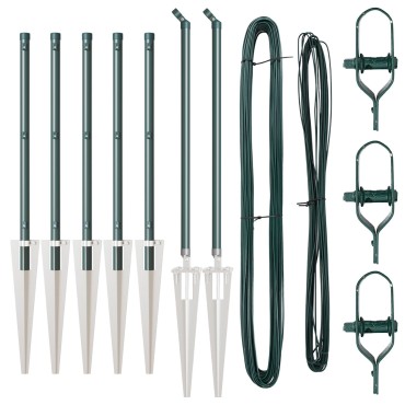 vidaXL Στύλος Περιφράξεων 7 pcs Πράσινο Ατσάλι 120x3,2cm