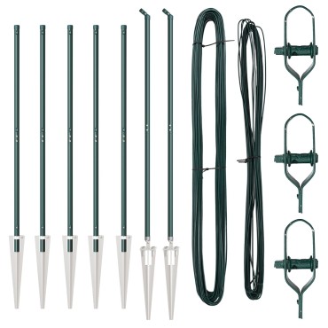 vidaXL Στύλος Περιφράξεων 7 pcs Πράσινο Ατσάλι 140x3,2cm