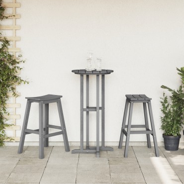 vidaXL Μπαρ σκαμπό 2 τεμ. Ανοιχτό γκρι 52x43x73,5cm HDPE