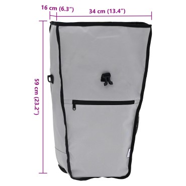 vidaXL Τσάντα Ποδηλάτου για Ράγα 20 L Γκρι 34x16x59 εκ.