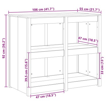 vidaXL Ντουλάπι Εξωτερικής Κουζίνας 106x55x92cm Στερεό Ξύλο Ντούγκλας 1 τεμ.