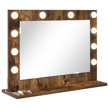 vidaXL Καθρέπτης Vanity Καπνιστή ραστώνη Ξύλο, Γυαλί 60 x 45 x 18 εκ