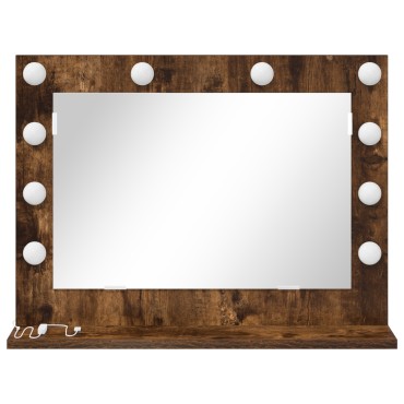 vidaXL Καθρέπτης Vanity Καπνιστή ραστώνη Ξύλο, Γυαλί 60 x 45 x 18 εκ