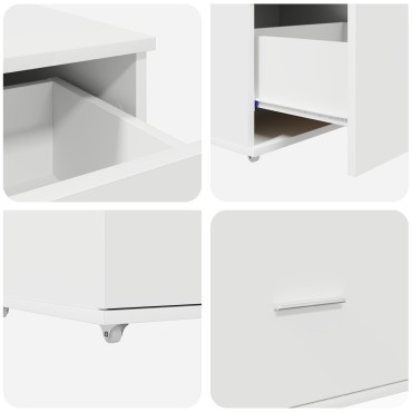 vidaXL Συρταριέρα με Ρόδες Λευκό 55x45x33.5cm Επεξεργασμένο Ξύλο 1 τεμ.