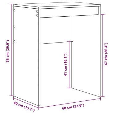 vidaXL Γραφείο Μαύρη Οξυά 60x40x76cm 1 τεμ.