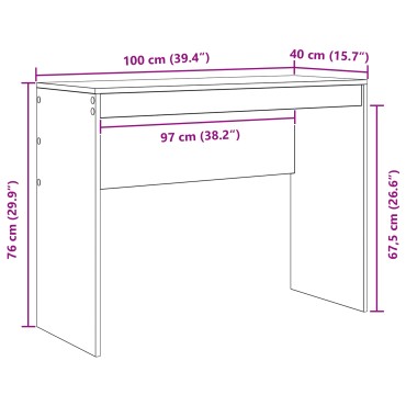 vidaXL Γραφείο Άλλο Λευκό 100x40x76cm Επεξεργασμένο ξύλο 1 τεμ.