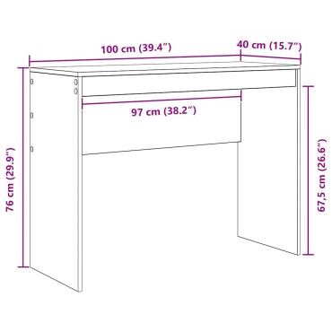 vidaXL Γραφείο Άλλο Λευκό 100x40x76cm Επεξεργασμένο ξύλο 1 τεμ.