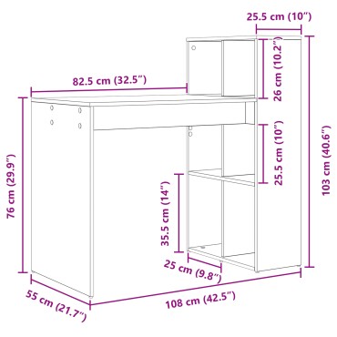 vidaXL Γραφείο Δρύς Sonoma Επεξεργασμένο Ξύλο 108x55x103.5cm 1 τεμ.