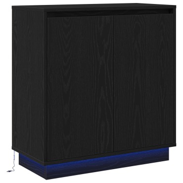 vidaXL Πλευρικό Τραπέζι LED Μαύρη Δρυς 71x34,5x75cm