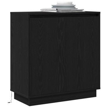 vidaXL Πλευρικό Τραπέζι LED Μαύρη Δρυς 71x34,5x75cm
