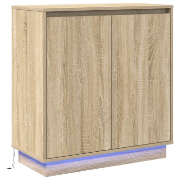 vidaXL Μπουφέ με LED σε χρώμα Σοένα - 71x34.5x75cm - Κατασκευασμένο από Επεξεργασμένο Ξύλο 1 τεμ.