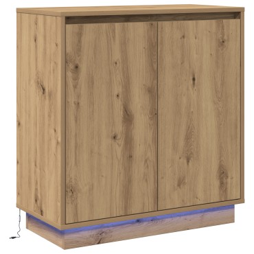 vidaXL Πλευρικό Τραπέζι LED Artisan Δρυς 71x34,5x75cm