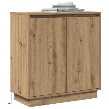 vidaXL Πλευρικό Τραπέζι LED Artisan Δρυς 71x34,5x75cm