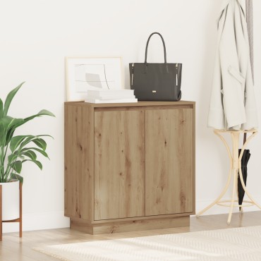 vidaXL Πλευρικό Τραπέζι LED Artisan Δρυς 71x34,5x75cm