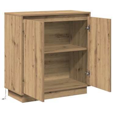 vidaXL Πλευρικό Τραπέζι LED Artisan Δρυς 71x34,5x75cm