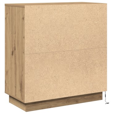 vidaXL Πλευρικό Τραπέζι LED Artisan Δρυς 71x34,5x75cm