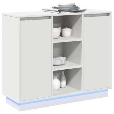 vidaXL Κονσόλα με LED Λευκή 90x32x75cm Κατασκευασμένο ξύλο 1 τεμ.